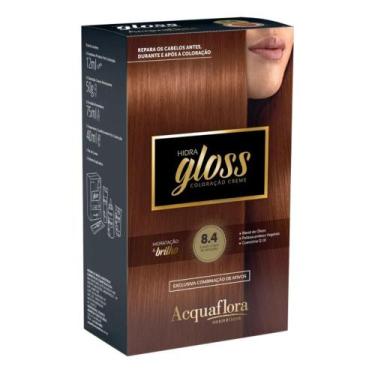 Imagem de Coloração Creme Acquaflora Kit Hidra Gloss 8.4 Louro Claro Acobreado