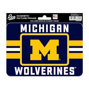 Imagem de Rico Industries Porta-retrato magnético NCAA Michigan Wolverines listras (12,7 cm x 17,1 cm) e conjunto de ímã - decoração de casa - churrasqueira, escritório, cozinha