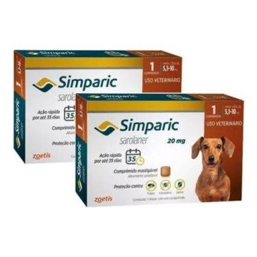 Imagem de 2 Simparic Antipulga Carrapato E Sarna 20 Mg 5,1 A 10 Kg 2cp - Zoetis,