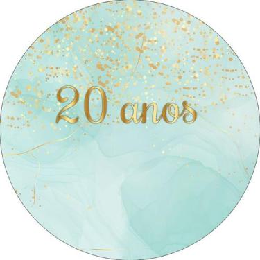 Imagem de Painel De Festa Redondo 1,50x1,50 - Efeito Glitter Dourado e Mármore T