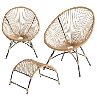 Imagem de 2 Cadeiras de Área Kinder Acapulco Oval com Puff de Apoio em Ferro - C