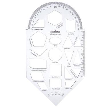 Imagem de Régua Escolar Gabarito Para Geometria Cristal - WALEU