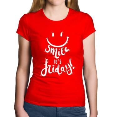 Imagem de Baby Look Algodão Smile, It's Friday! - Foca na Moda, Vermelho, G