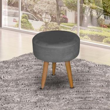 Imagem de Kit 9 Puff Redondo Pé Palito Suede Cinza - Ninho Decor