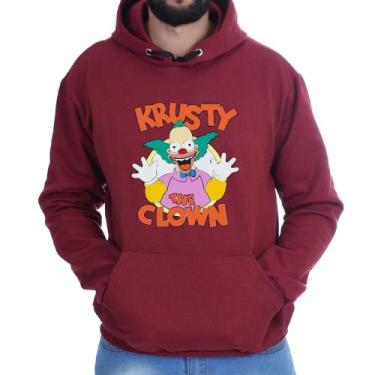 Imagem de Blusa Moletom Flanelado Canguru Casual Krusty Palhaço - Markelly, Bord