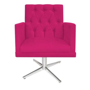 Imagem de Poltrona Decorativa Nanda Base Giratória de Metal Sala de Estar Quarto