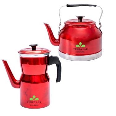Imagem de Kit Bule Com Chaleira Grande Chá Café Leite Em Alumínio - TERRA LAR, V