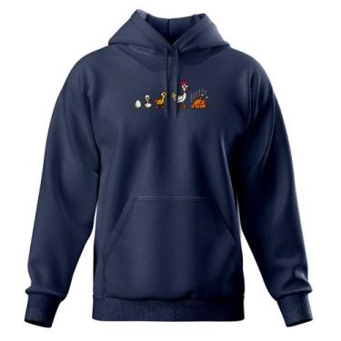 Imagem de Moletom Blusa de Frio Fechado Bolso Canguru Com Capuz Relaxado, Azul m