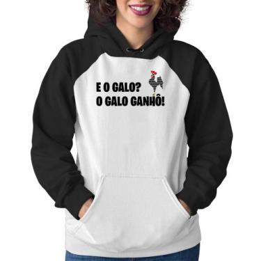 Imagem de Moletom Feminino E o galo O galo ganhô! - Foca na Moda, Branco, Preto,