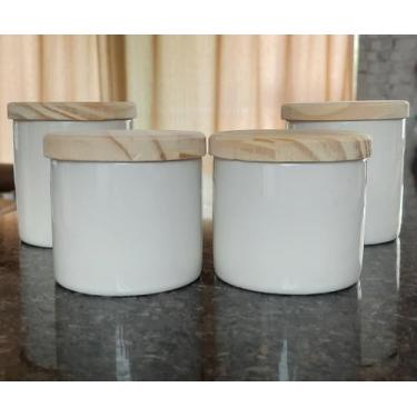 Imagem de Kit higiene bebê 4 potes Porcelana Tampa Pinus - M.A.S.