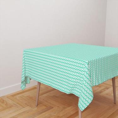 Imagem de Toalha De Mesa Quadrada 4 Lugares Tecido Oxford Mini Corações Verde Ág