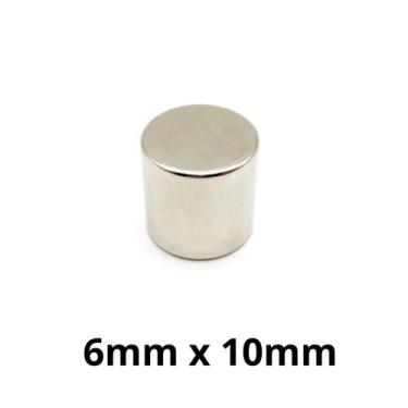 Imagem de Kit 5 Peças Imã Neodímio Disco Magnético N35  6 x 10 mm Super Forte Po