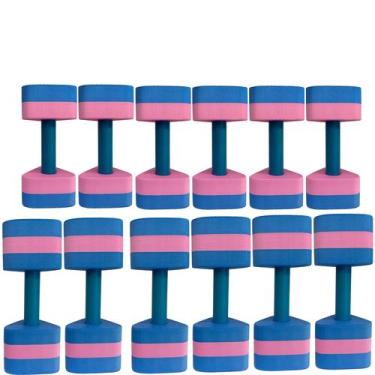 Imagem de Kit 6 Pares Halteres Aquáticos Em EVA P 1-2kg M 2-3kg Azul/Rosa Dafoca