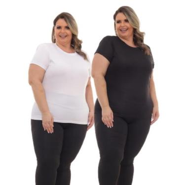 Imagem de Kit 2 Peças - Camiseta Feminina Dry Fit Plus Size Poliester Academia -