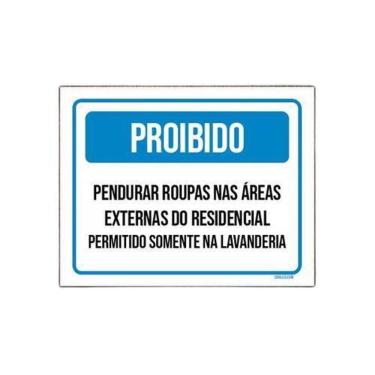Imagem de Placa Sinalização - Proibido Pendurar Roupas 18X23