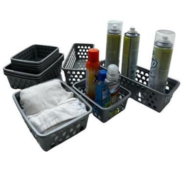 Imagem de Kit 12 Cestos Caixa Organizadora Multiuso Armário Gaveta Comprido e Re