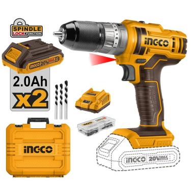 Imagem de Furadeira e Parafusadeira de Impacto 20V 2 Baterias 2AH Maleta Carregador Bivolt CIDLI201452-9 INGCO