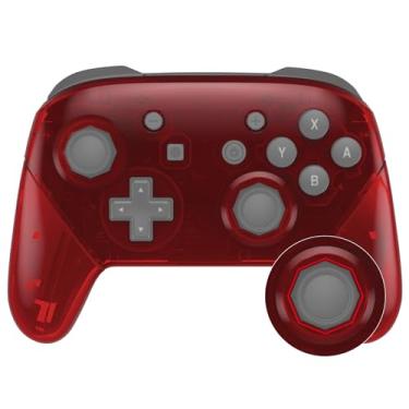 Imagem de eXtremeRate Bastões octogonais vermelhos transparentes, alças de placa traseira, capa de reposição DIY para controle Nintendo Switch Pro – Controle não incluído