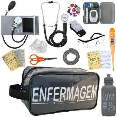 Imagem de Kit Enfermagem Aparelho Pressao Esteto Medidor Glicose Multi PAMED - P