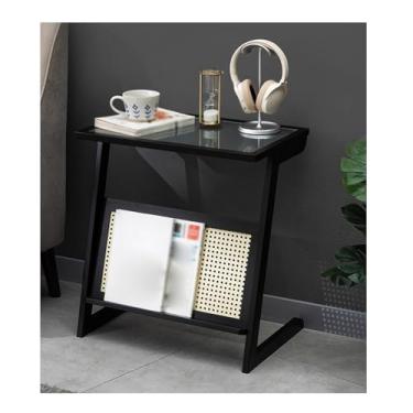 Imagem de Sofa Side Table，Small coffee table，Bedroom Side Table，Nightstand，Storage Rack，Open Storage Space，for Small Spaces，Bedroom，Living Room，Yellow，Brown，Black(Black)
