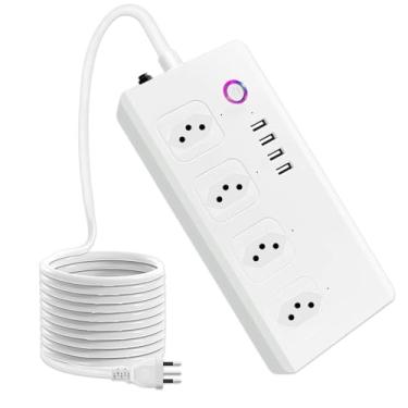 Imagem de UseeLink Faixa de energia inteligente, filtro de linha inteligente Wi-Fi com 4 tomadas e 4 portas USB, cabo de extensão de 1,5 m compatível com Alexa e Google Home (versão wifi - branco)
