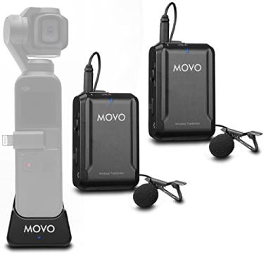 Imagem de Movo Edge-OP-Duo Microfone de lapela sem fio duplo para Osmo Pocket 1 e 2 – Microfone de lapela sem fio, 2 transmissores e receptor para vídeo, vlogging, filmagem