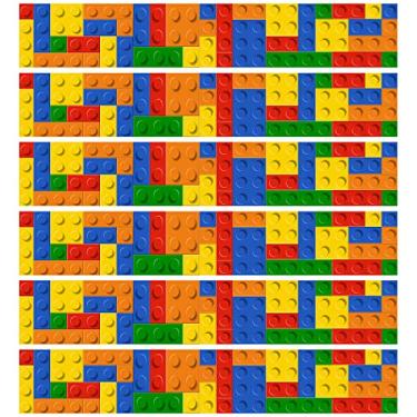 Imagem de Sherr Bordas de quadro de avisos de blocos de construção bordas de sala de aula para quadro de avisos colorido acabamento para quadro de avisos para decoração de quadro-negro de berçário escolar (100 peças)