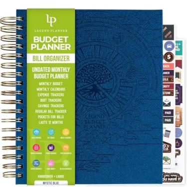Imagem de Legend Budget Planner & Organizador de notas com bolsos – Livro de Finanças para Casa com Monitores de Pagamento de Bill e Custos – Caderno financeiro para Orçamento Doméstico e Gestão de Dinheiro – Grande, 20 x 24 cm, Azul Místico