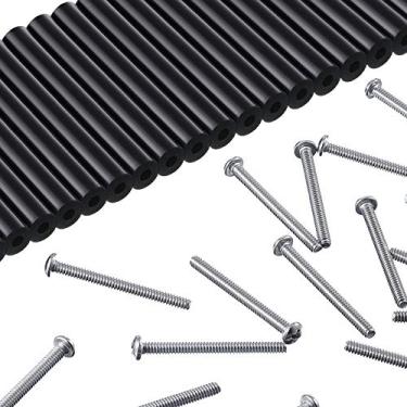 Imagem de Kit extensor de saída elétrica de 48 peças inclui 24 peças de interruptor de 7,6 cm e 24 peças de 3 cm de polegada 6 a 32 fios parafusos de tomada elétrica extra longos (preto)