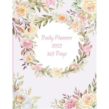 Imagem de Daily Planner 2022 -365 Days: One Page Per Day| Beautiful hand-drawing flowers | 2022 Daily Planner for 365 Days Calendar| Watercolor Cover 8.5" x 11" in