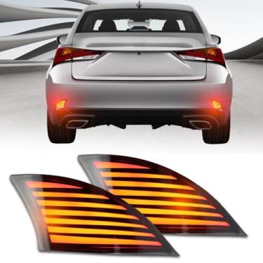 Imagem de PGTOPONE Refletores de para-choques traseiros de LED atualizados, lâmpadas traseiras de freio de neblina compatíveis com Lexus IS IS250 IS300 IS350 IS200t is-F Substitua a luz sequencial de seta