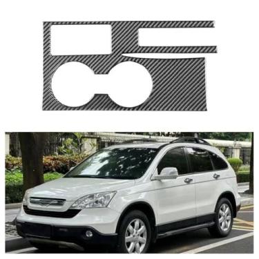 Imagem de IKUESM Compatível com Honda CRV 2007 2008 2009 2010 2011 Acessórios Fibra de carbono Painel de controle central do carro Painel de mudança de marcha Guarnição da tampa da moldura do copo de água(Right