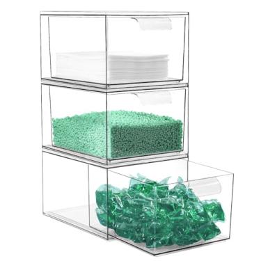 Imagem de VOTLEVT Recipiente empilhável de cápsulas de lavanderia e suporte de folha de secador, recipiente de cápsulas de lava-louças, organização e armazenamento de lavanderia, caixa dispensadora de folhas de