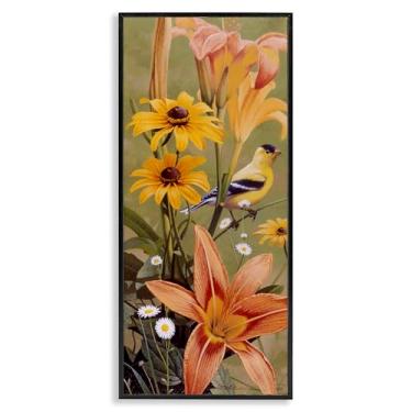 Imagem de Stupell Industries Among the Flowers Bird Framed Giclee Wall Art Design por Rod Lawrence, moldura preta, 33 x 30