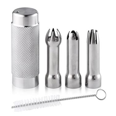 Imagem de Dispensador de chantilly peças de reposição de aço inoxidável | Máquina de sobremesas 3 dicas de decoração | Suporte de carregador de 8 gramas para culinária gourmet Whip Culinary de plástico durável