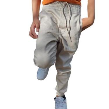 Imagem de Calça infantil Masculino Jogger Sarja - NoBrand, Bege, 6