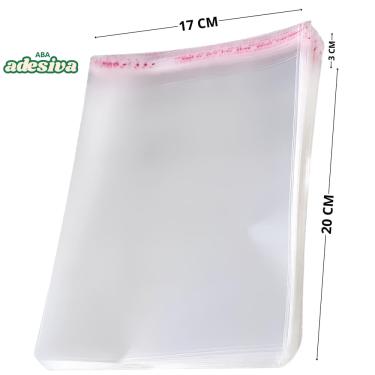 Imagem de Saco Adesivado Plástico Transparente 17x20+3cm 500 Unidades