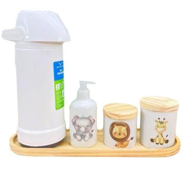 Imagem de Kit higiene bebê safari 5 Pçs Bdj Oval Garrafa 500ml Pressão - Antilop
