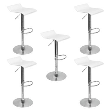 Imagem de Kit 5 Banquetas Toquio Wave Enzo Belo Horizonte Recouro Giratória com Regulagem Branco - Lianto Decor