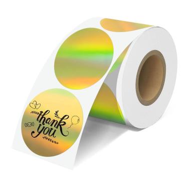 Imagem de Etiquetas térmicas JOYIT Holographic Gold 2" 500 unidades redondas