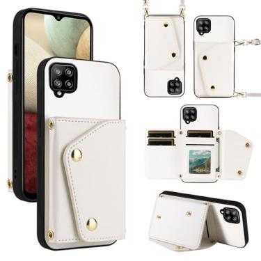 Imagem de Dibosom Capa carteira de luxo para Samsung Galaxy A42 5G com bolsa fina e fina e alça de ombro, suporte de cartão de crédito de couro PU, acessórios para celular para A 42 G5 42A S42 4G 2021 branca