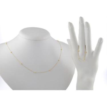 Imagem de Conjunto Bolinhas Colar 60 Cm Pulseira 18 Cm 3.0 Ouro 18k - JOIE JOIAS