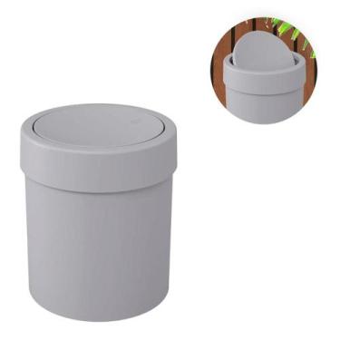 Imagem de Lixeira Cesto Lixo 5 Litros Tampa Basculante Multiuso Coza, Cinza