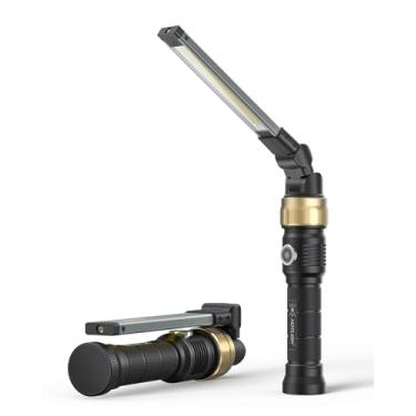 Imagem de HOTLIGH Rechargeable Work Light - 5000mAh Magnetic Work Light with 360° Rotate Foldable Design, 1200 Lumens Led Work Light, 3 Lighting Modes Mechanic Light for Car Repairing/Emergency