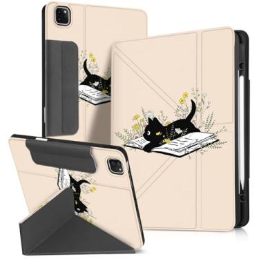 Imagem de Miss Adola Capa para iPad Air de 13 polegadas M2 2024 para iPad Pro de 12,9 polegadas 2022/2021/2020/2018 – Capa protetora com suporte para lápis, desenho animado fofo para meninos e meninas, gato