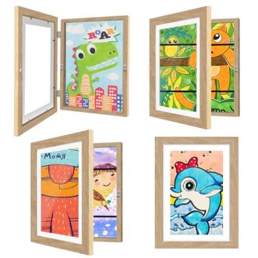 Imagem de Pacote com 4 molduras de arte para crianças, 25 x 32,5 cm, moldura dobrável para exibição de imagens – exibição de tamanho carta de 21 x 28 cm com tapete ou 25 x 30 cm sem tapete