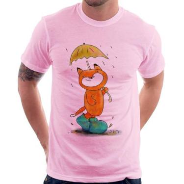 Imagem de Camiseta Raposa Fofinha Na Chuva - Foca na Moda, Rosa bebê, GG
