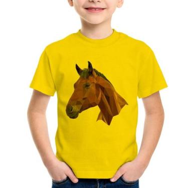 Imagem de Camiseta Infantil Cavalo Arte Mosaico - Foca na Moda, Amarelo, 10