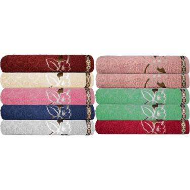 Imagem de Kit 10 Toalhas Rosto Jacquard Premium 48x78cm 100% algodao (Variadas)