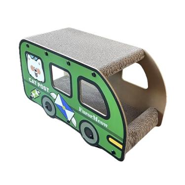 Imagem de FurorMeow Tábua de arranhar para gatos, arranhador verde para gatos, multifuncional, grande, com camada dupla, casa de papelão, 55 x 30 x 23,5 cm, túnel de gato para esconder e descansar
